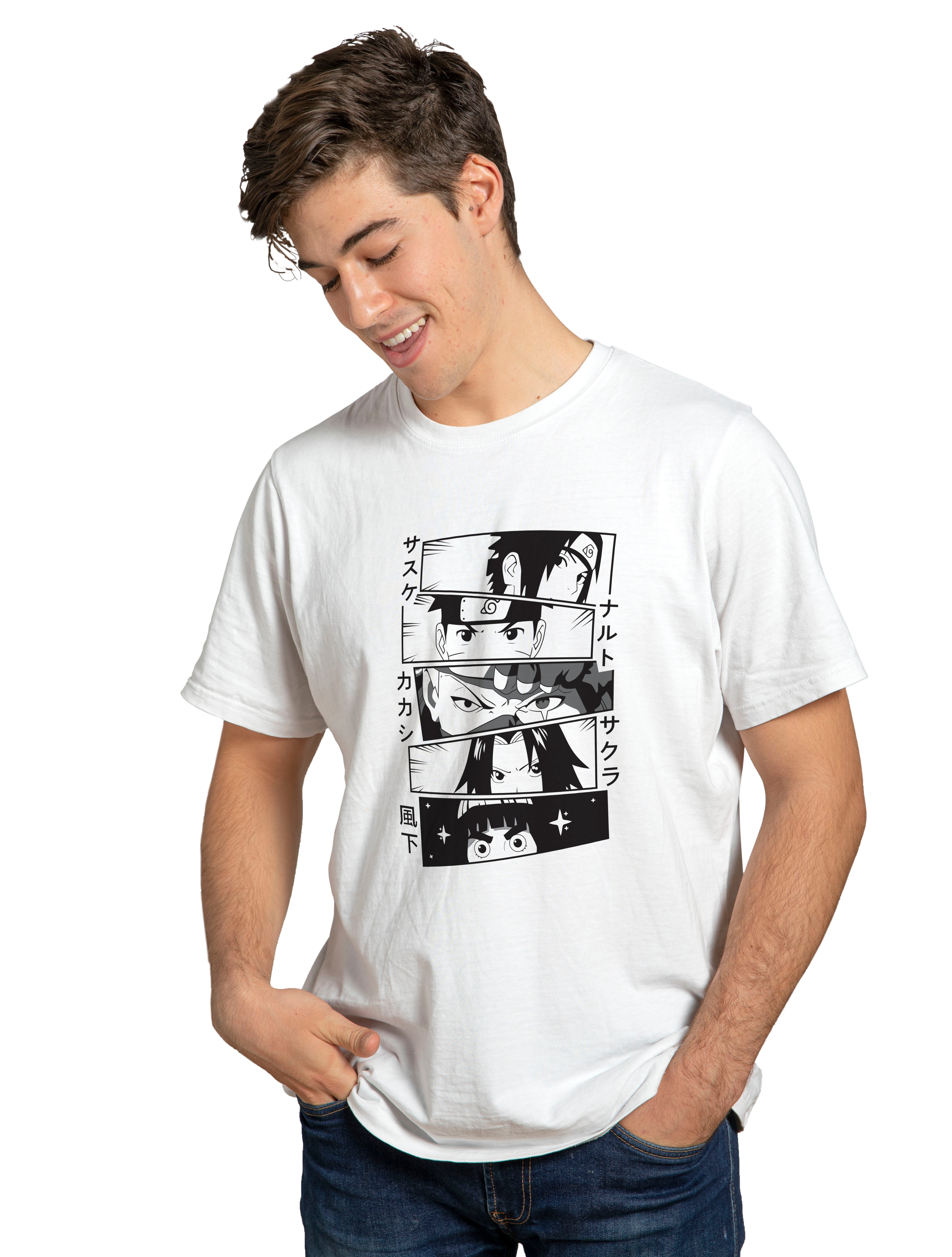 T-shirt Naruto Kakashi Homme – Blanc – Taille L – Anime Graphique – Occasion Parfait état